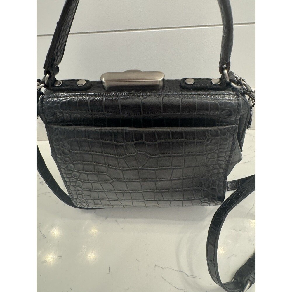 Patricia Nash Leather Crocodile Embossed Nela Frame Tote Black 10th Anniversary - Picture 8 of 16